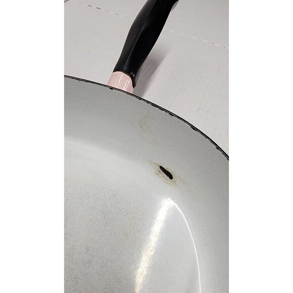 1950's Vintage Serendipity Spaghetti String Pink & Black Abstract Enamel Skillet - Picture 16 of 16